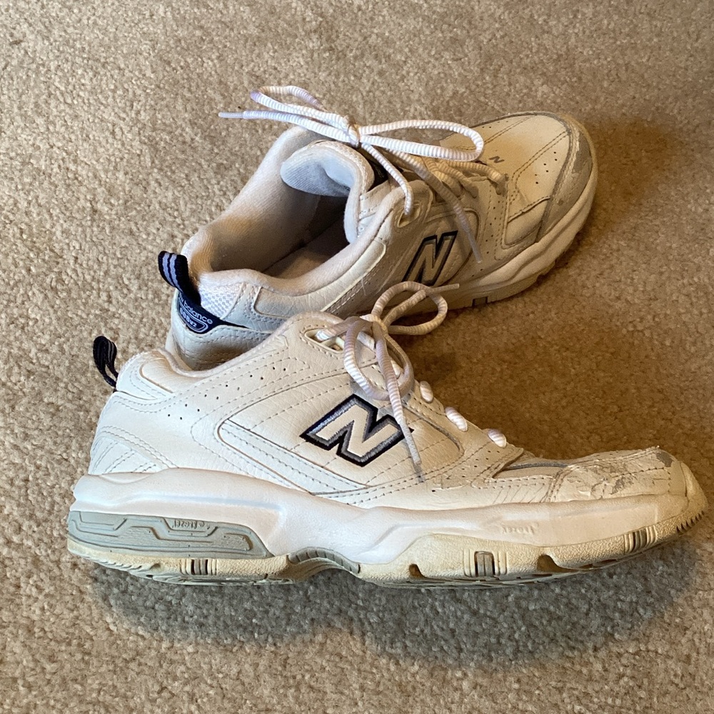 New Balance White Sneakers with Navy Accents